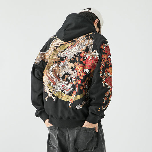 Creative Dragon Embroidery Hoodie For Men
