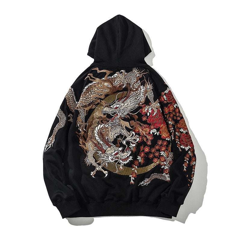 Creative Dragon Embroidery Hoodie For Men